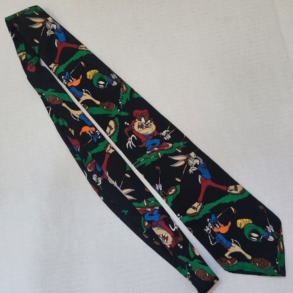 Vtg 1994 Looney Tunes Mania Golf Taz Marvin Bugs Daffy Men Necktie Tie D… - Picture 8 of 9